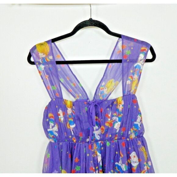 Unique‎ Vintage x Rainbow Brite Dress Size Medium 6/8 Purple Rainbow Night Print - Picture 7 of 15